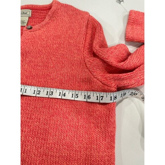 LL Bean Womens Cotton Knit Cardigan Sweater Coral Pink Button Up Small S - Picture 3 of 4